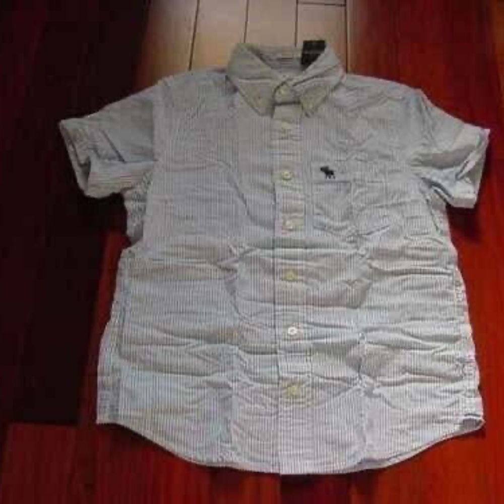 Abercrombie Kids Boys Striped Shirt Size L 12/14 Short Sleeve New